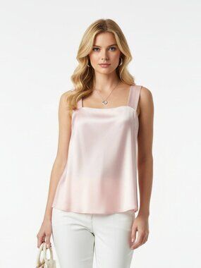 100% Silk Peach Sleeveless Tank Top M